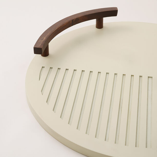 Serving tray cream & walnut 40.5*40.5*6 cm image number 1