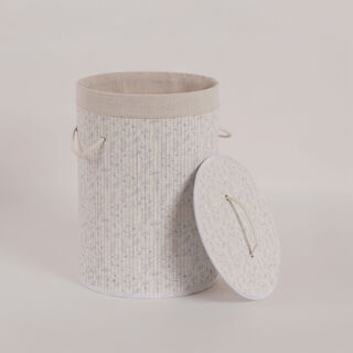 Cottage Bamboo Laundry Hamper Design And White Print 35*35*50 Cm