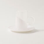 Dallaty 12pcs glass tea cups with saucers, white image number 2