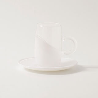 Dallaty 12pcs glass tea cups with saucers, white
