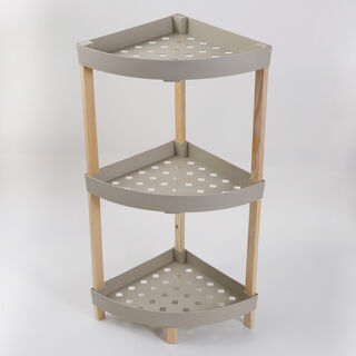 Plastic Corner Shelf 3 Layers, Beige