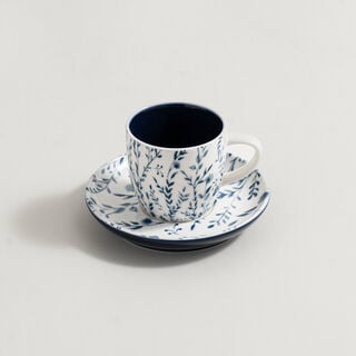 Dallaty white and blue porcelain English coffee cups set 12 pcs