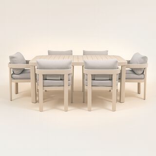 Homez Aluminum Outdoor Dining Table With Fabric Cushion, Beige