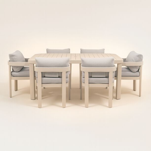 Homez Aluminum Outdoor Dining Table With Fabric Cushion, Beige image number 0