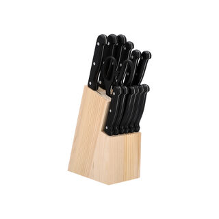  12 Pcs Wooden Knife Block With Knives