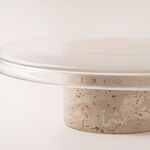 La Mesa cake stand with travertine stone base and glass plate dia 30cm image number 3
