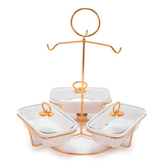 3 Pcs Rectangle Food Warmer With Stand