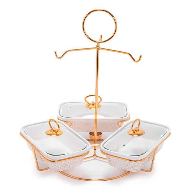 3 Pcs Rectangle Food Warmer With Stand image number 1