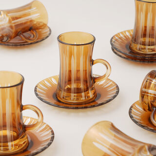 Dallaty 12pcs glass tea set, brown