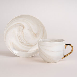 La Mesa Marble Tea Cup & Saucer Set 12 Pieces Gold