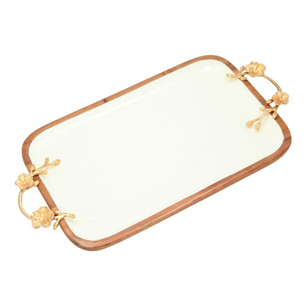 La Mesa Rectangle Serving Dish With Handle Large Out Enamel Gold 41X26Cm image number 3