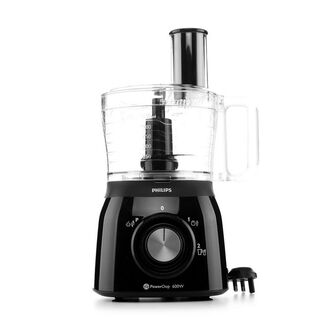 Philips stainless steel and plastic food processor black/silver 600W, 2 speeds