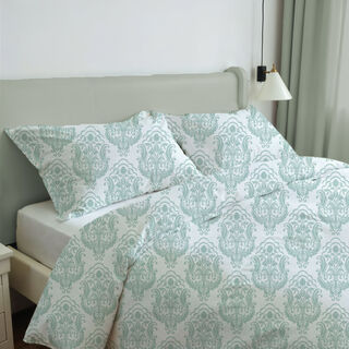 Cottage 4pcs aqua damask comforter set single size 160*240cm