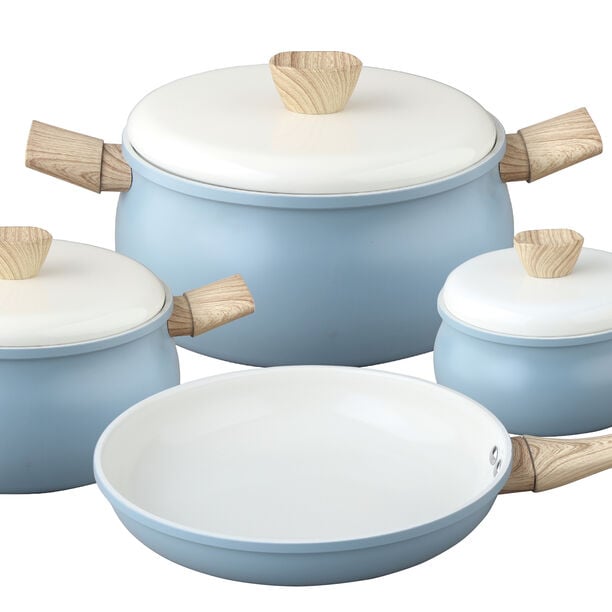 7Pcs Ceramic Cookware Set Blue image number 0