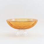 Homez Glass Ribbed Decor Bowl 29.4*29.4*14.4Cm, Orange image number 0