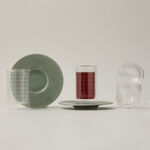 Dallaty green porcelain and glass Tea and coffee cups set 18 pcs image number 0