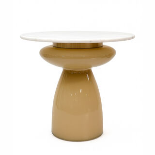 هومز طاولة مشروبات زجاج 61*47سم، بيج