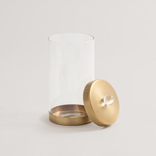 Alberto glass and metal canister, gold11.3*11.3*23.5cm