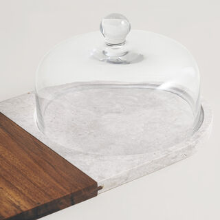 Alberto marble, acacia wood cheese platter, white 45*26*17cm