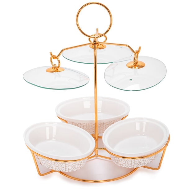 3 Pcs Oval Food Warmer With Stand image number 1