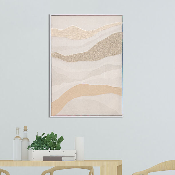 هومز لوحة فنية بألوان بيج وذهبي من قماش الكانفا في برواز خشبي 50*70*3.2 سم image number 0
