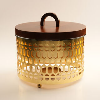 La Mesa Stainless Steel Food Warmer 5L With Wooden Lid, Gold