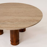 Homez coffee table with travertine marble top, in beige 91*91*37cm image number 1