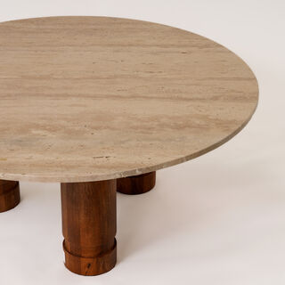 Homez coffee table with travertine marble top, in beige 91*91*37cm