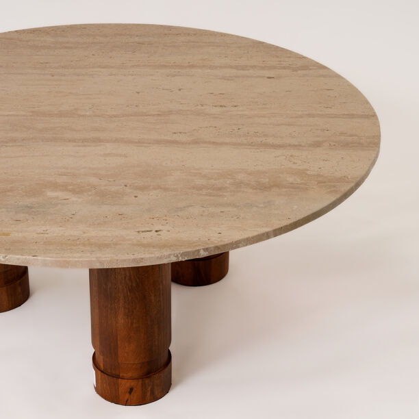 Homez coffee table with travertine marble top, in beige 91*91*37cm image number 1