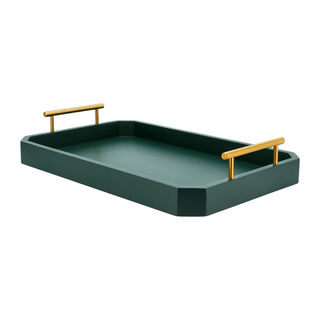 Acacia wooden green serving tray 49.5*31.8*9.1 cm