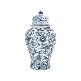 Deco Jar Blue And White 29 *29 *52 cm