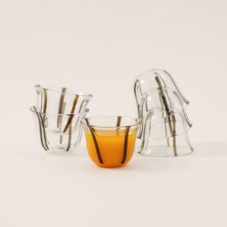 Dallaty 6pcs glass arabic coffee cups with black lines