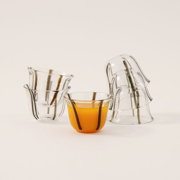 دلتي فناجين قهوة زجاج 6 قطع بخطوط سوداء image number 0