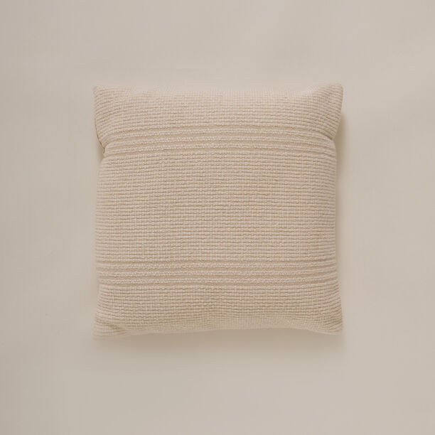 Shaggy woven cotton cushion with stone design in white 45*45cm image number 0