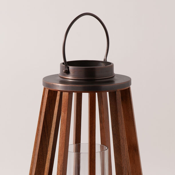 Homez wood and metal lantern 31*31*40cm image number 2