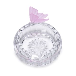 Ashtray Round With Crystal Butterfly Pink 