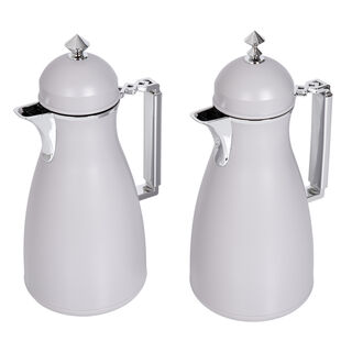 Dallaty 2 Pieces Plastic Vacuum Flask Koufa Beige & Silver 1L