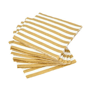 Ambiente Elegance Serving Paper Napkins Gold & White Stripes