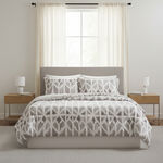 Cottage microfiber block chevron print 6pc super king comforter set, grey 250*260cm image number 0