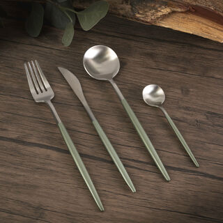 Rio 16 Pieces Modern Cutlery Set Silver And Green Handle