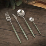 Rio 16 Pieces Modern Cutlery Set Silver And Green Handle image number 3