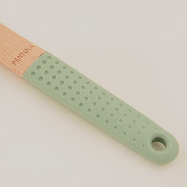 Pentola wood rounded spatula, silicone handle, green 30*6.8*1.5 cm image number 4