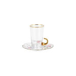 Arabic Tea and Coffec Set 18Pc Porcelain Ivory Floral Blue image number 2
