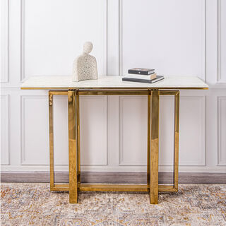 Stainless Steel Console With Marble Top Gold 120*38*80 cm
