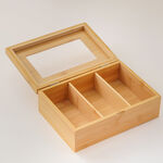 Dallaty bamboo tea box with 3 grids and painted lid 23*16*8 cm image number 1