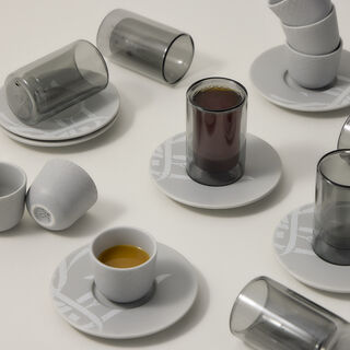 Dallaty grey porcelain and glass Tea and coffee cups set 18 pcs