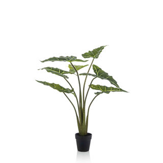Homez indoor artificial alocasia frydek plant in pot, 100cm