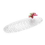 La Mesa Glass Oval Platter With Pink Crystal Flower 40 Cm image number 0