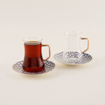 Dallaty white with gold and blue patterns Tea and coffee cups set 18 pcs image number 5