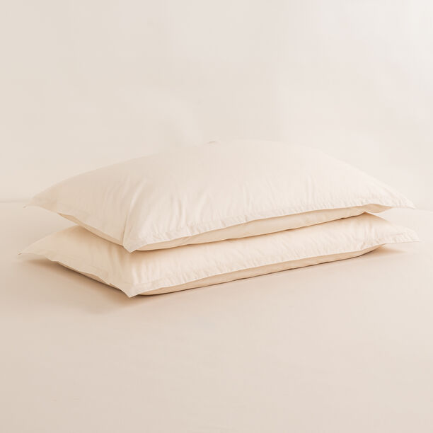 Boutique Blanche Pillow Cover Set 100% Cotton 200Tc Percale King Oatmeal 90*50 Cm image number 0